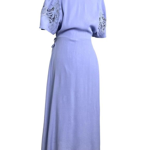 ASTR the Label Lilac wrap dress with short flutter crochet sleeves, M, EUC - Picture 11 of 15